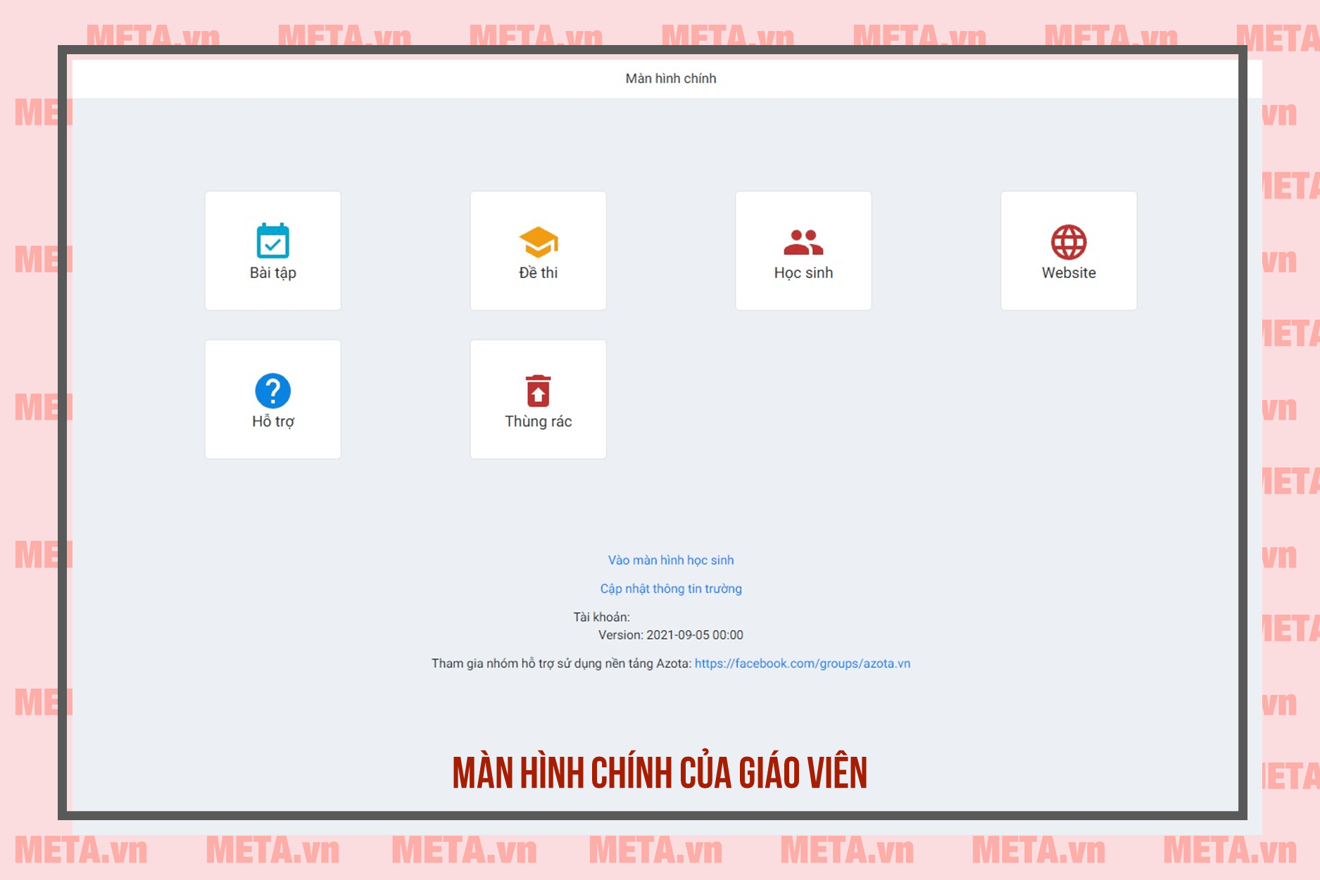 Màn hình chính của giáo viên Azota Màn hình chính của giáo viên Azota