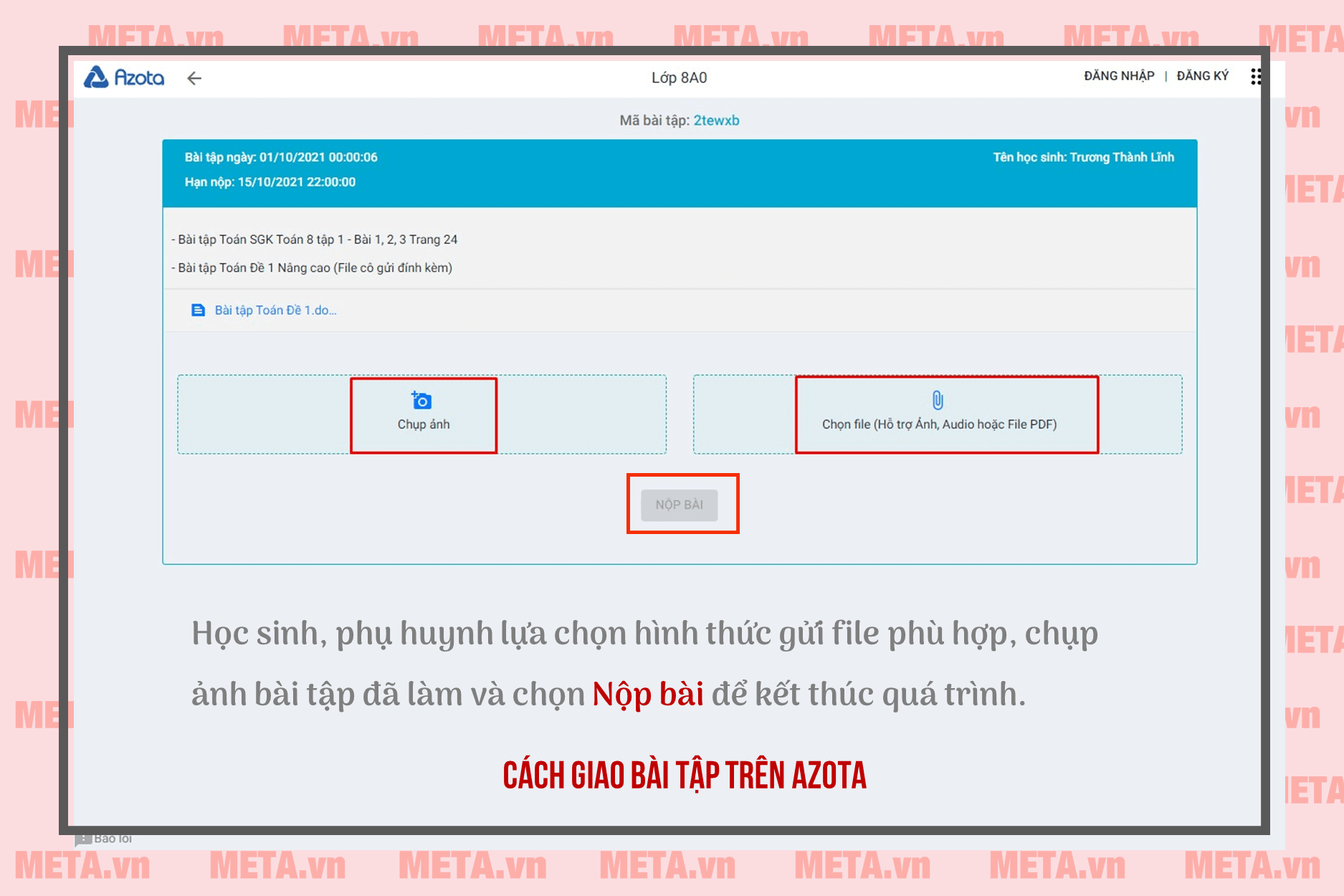 Hướng dẫn nộp bài trên Azota cho học sinh Hướng dẫn nộp bài trên Azota cho học sinh