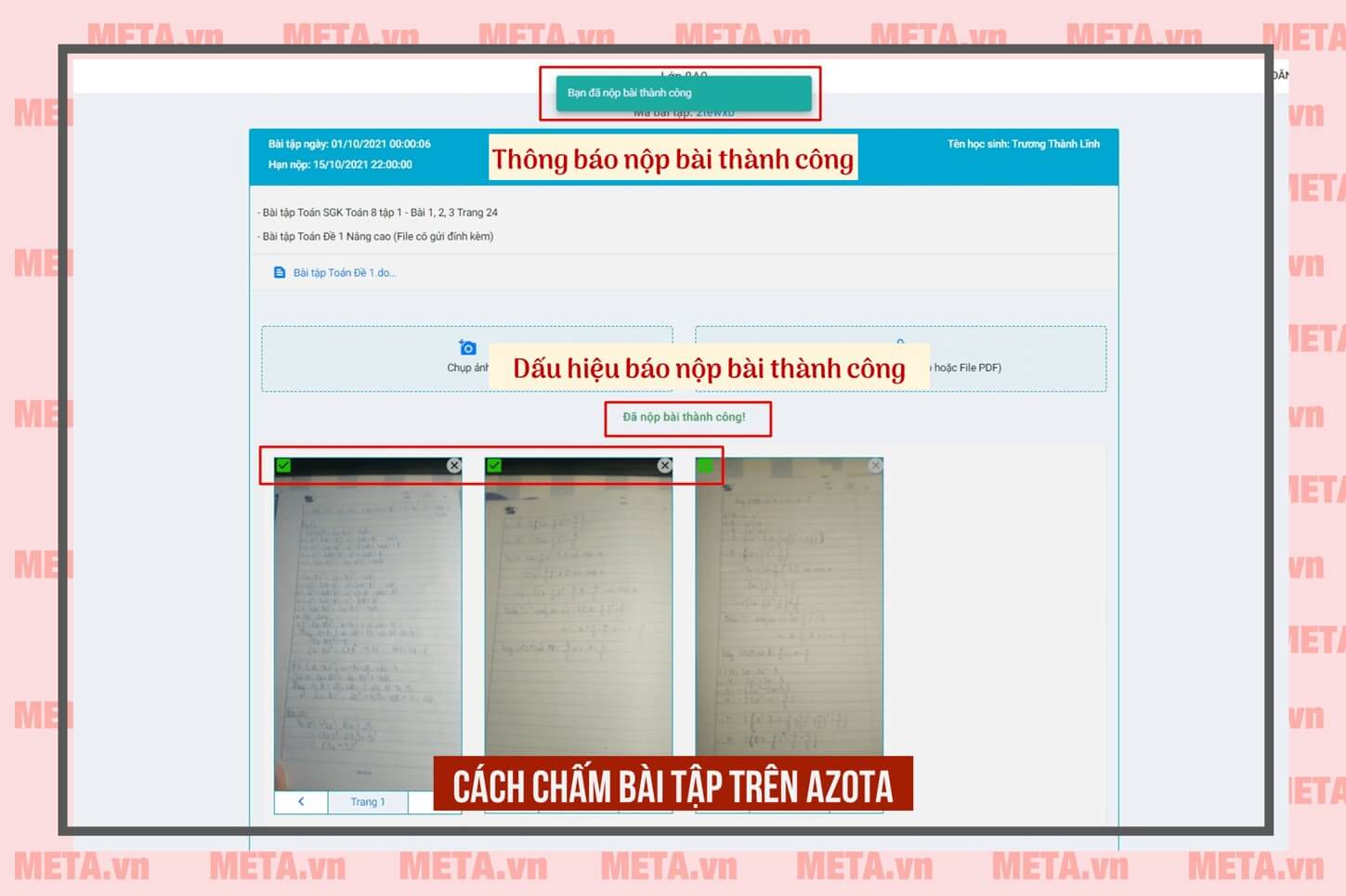Hướng dẫn nộp bài trên Azota cho học sinh Hướng dẫn nộp bài trên Azota cho học sinh