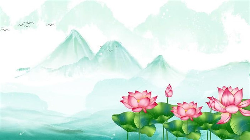 Background hồ sen trên núi