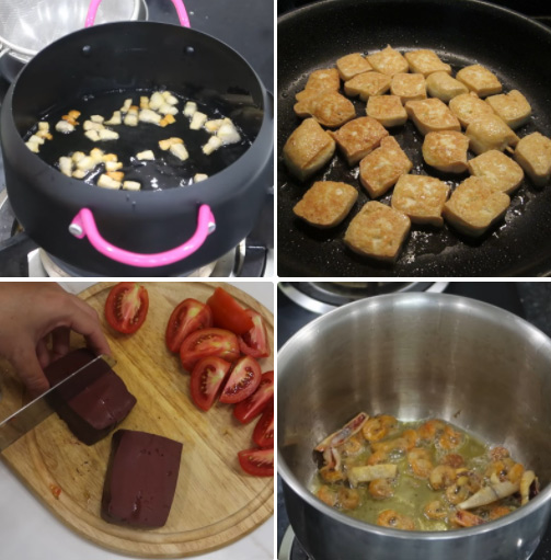 Sơ chế nguyên liệu nấu bún riêu cua đồng