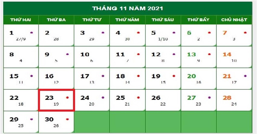 Ngày 23/11 là ngày gì? 23 tháng 11 là cung gì?