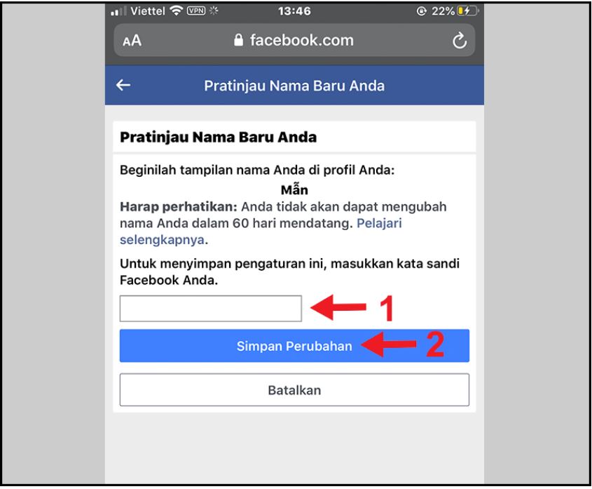 Cách đổi tên Facebook 1 chữ trên điện thoại iPhone