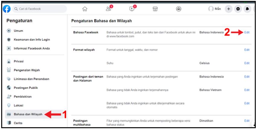 Cách đổi tên Facebook 1 chữ trên máy tính