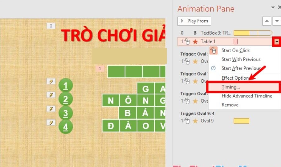 Cách làm, tạo trò chơi ô chữ trên PowerPoint đơn giản