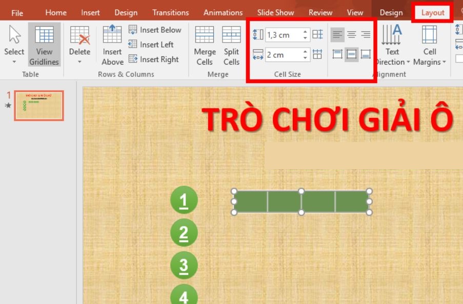 Cách làm, tạo trò chơi ô chữ trên PowerPoint đơn giản
