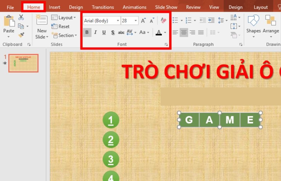 Cách làm, tạo trò chơi ô chữ trên PowerPoint đơn giản