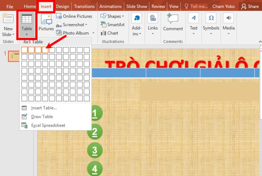 Cách làm, tạo trò chơi ô chữ trên PowerPoint đơn giản