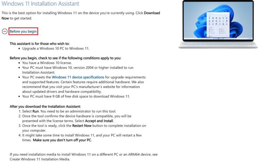 Cách update Win 11 chính thức bằng Windows 11 Installation Assistant