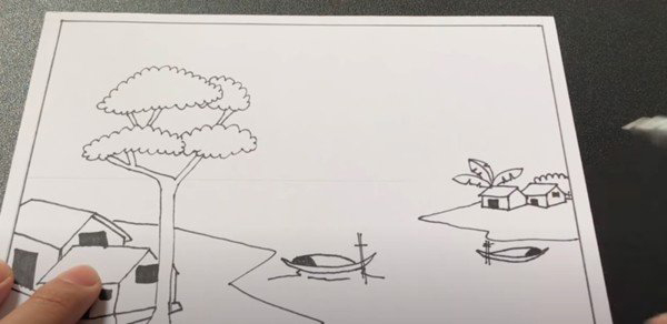 Vẽ tranh phong cảnh quê hương lớp 6 đơn giản Vẽ tranh phong cảnh quê hương lớp 6 đơn giản