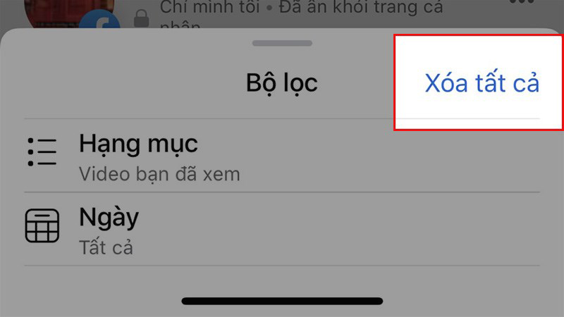 Chọn xóa tất cả