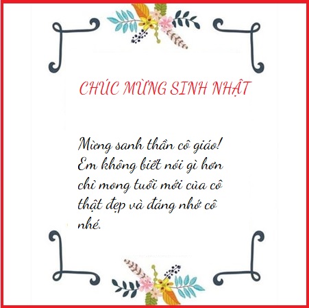 Thiệp chúc mừng sinh nhật cô