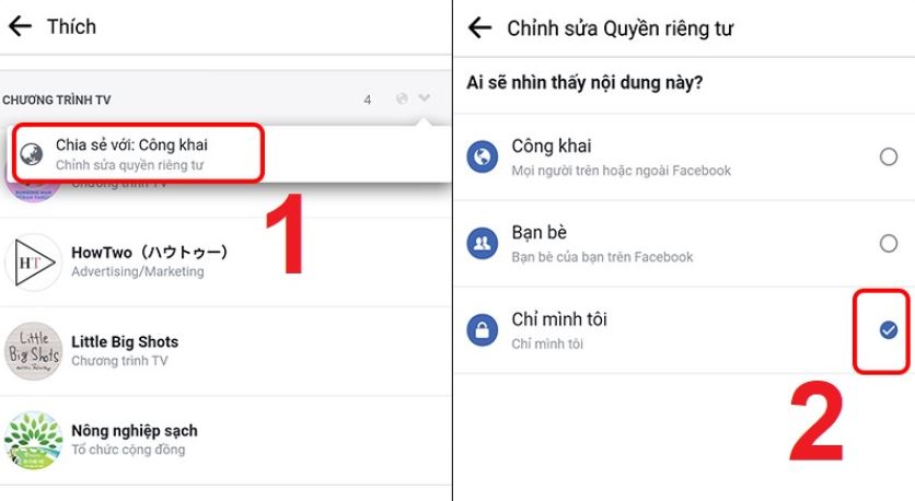 Cách để người khác không thấy mình like comment trên 1 fanpage Facebook trên điện thoại