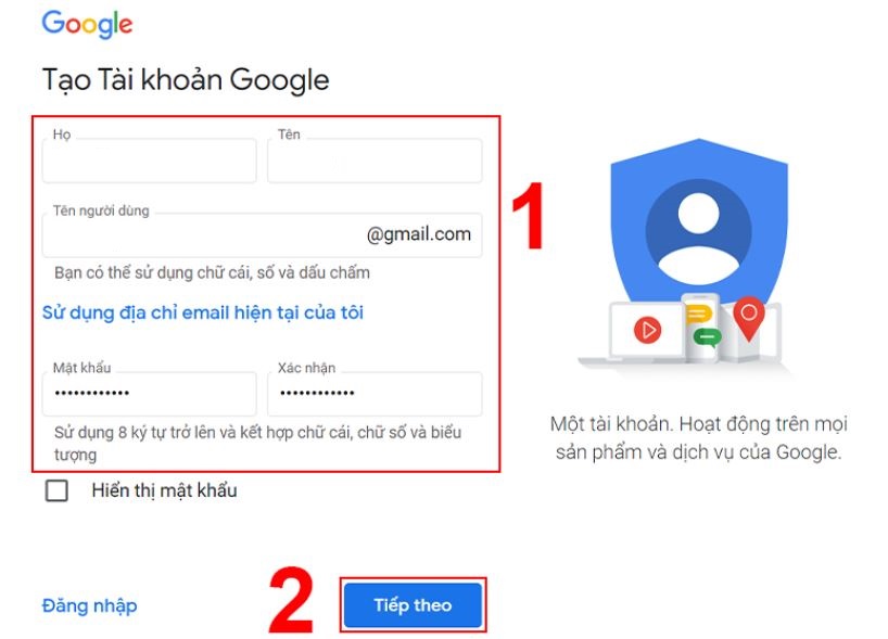 Cách tạo lập, đăng ký tài khoản Gmail mới trên máy tính