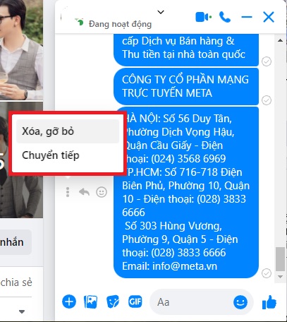 Cách thu hồi tin nhắn Facebook trên máy tính