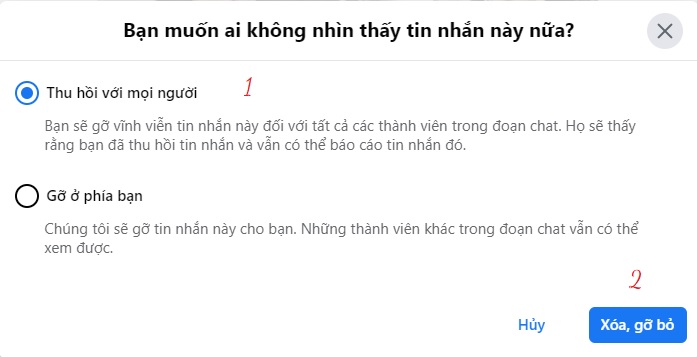 Cách thu hồi tin nhắn Facebook trên máy tính