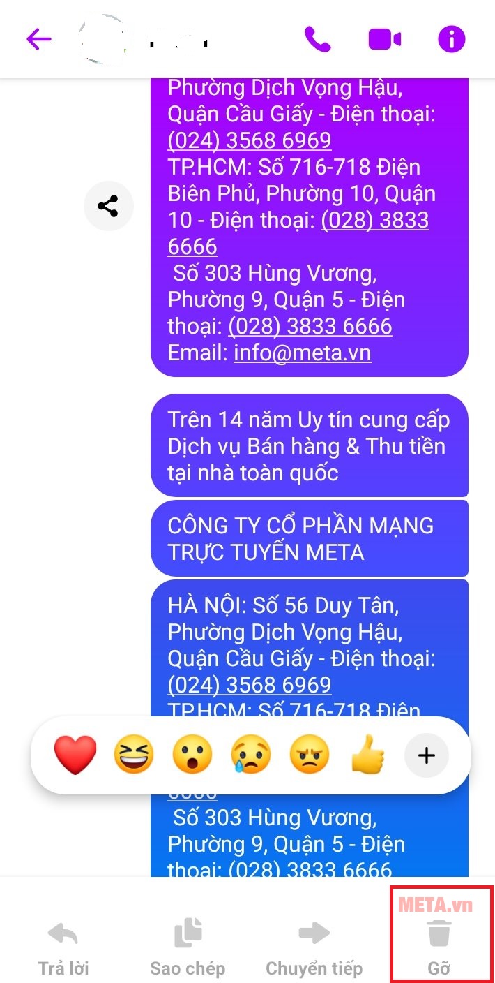 Cách thu hồi toàn bộ tin nhắn trên Messenger Facebook cả 2 bên trên điện thoại