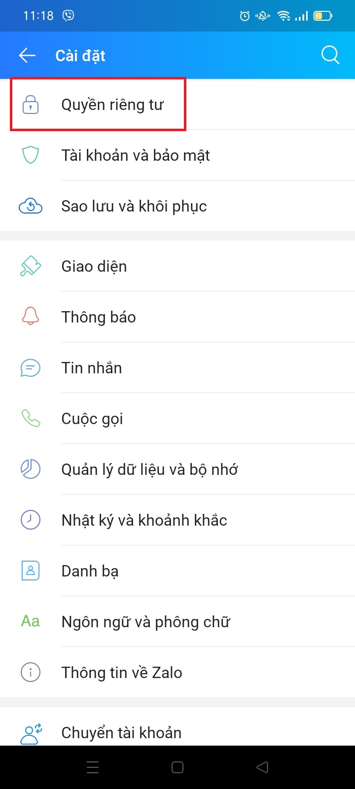 Cách tắt/bật thông báo sinh nhật của mình trên Zalo