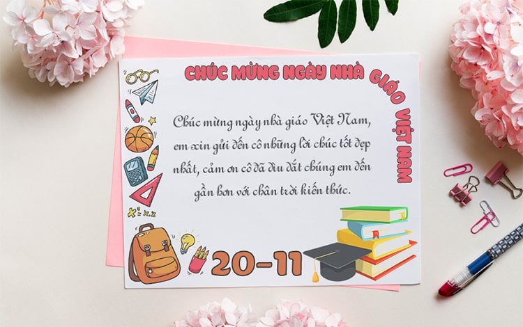 Những mẫu thiệp tri ân cảm ơn thầy cô nhân ngày 20/11 đẹp nhất