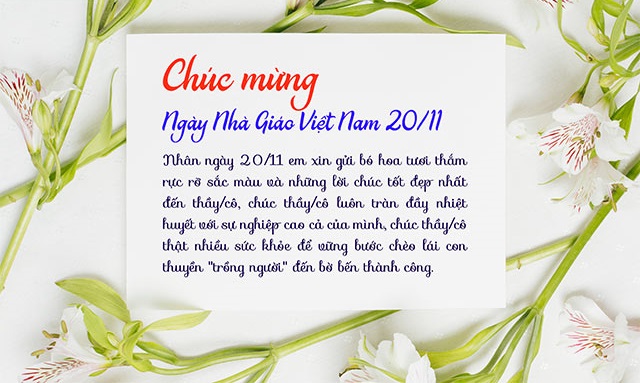 Những mẫu thiệp tri ân cảm ơn thầy cô nhân ngày 20/11 đẹp nhất