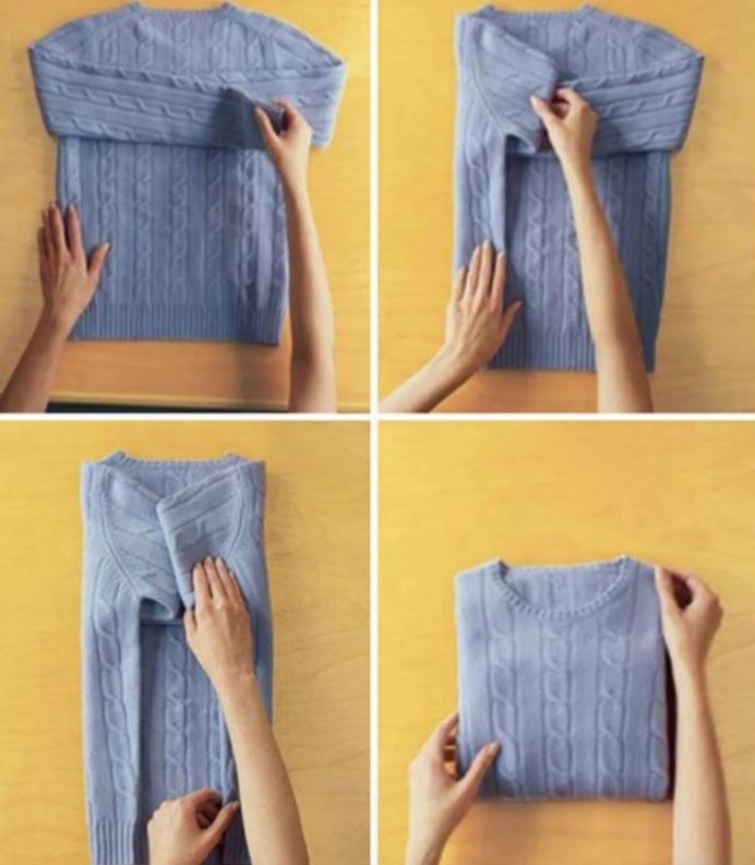 Cách gấp quần áo len đơn giản