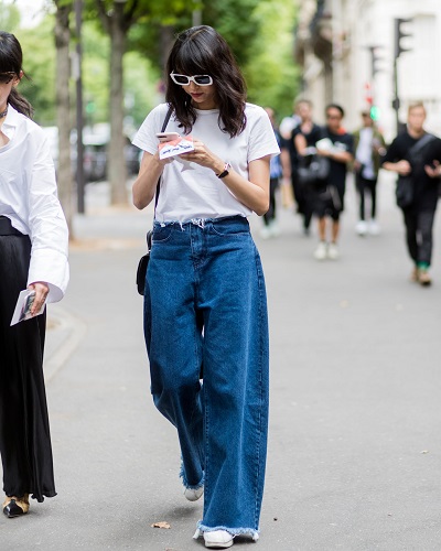 Phối đồ quần Jean ống rộng mặc với áo gì?