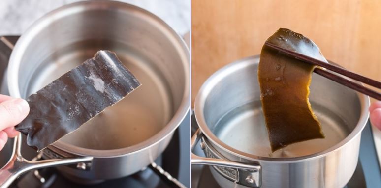 Cách nấu nước dashi rong biển khô và cá