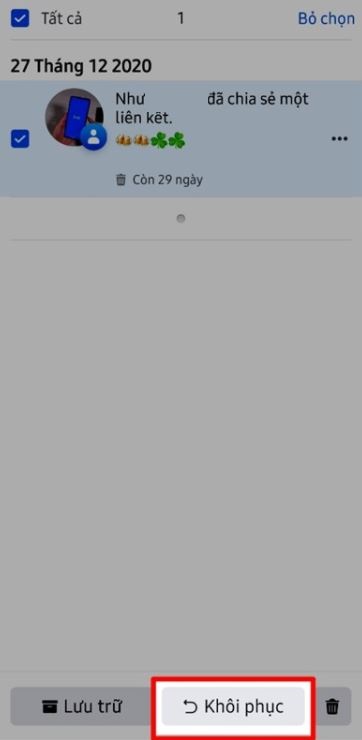 Cách lấy lại bài viết đã xóa trên Facebook bằng điện thoại