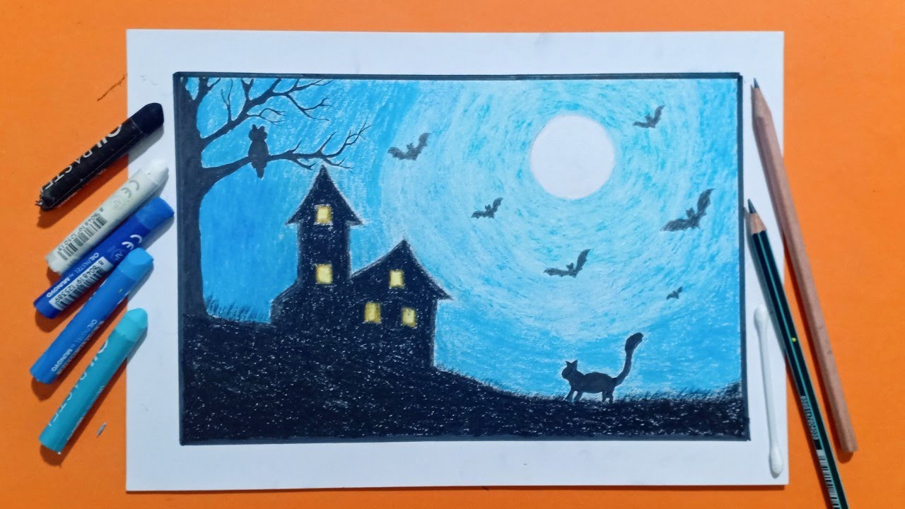 Cách vẽ tranh Halloween Cách vẽ tranh Halloween