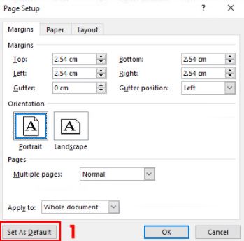 Cách thiết lập căn lề mặc định trong Word