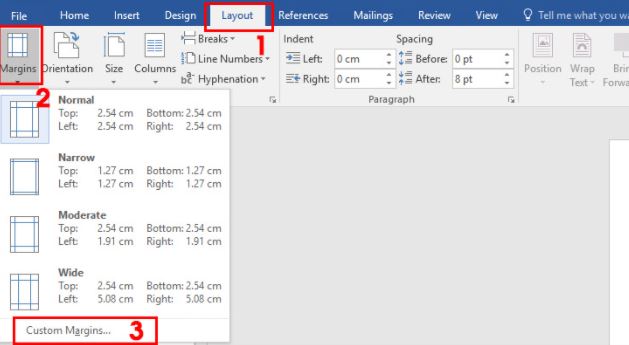 Cách căn chỉnh lề chuẩn trong Word 2007, 2010, 2013, 2016, 2019