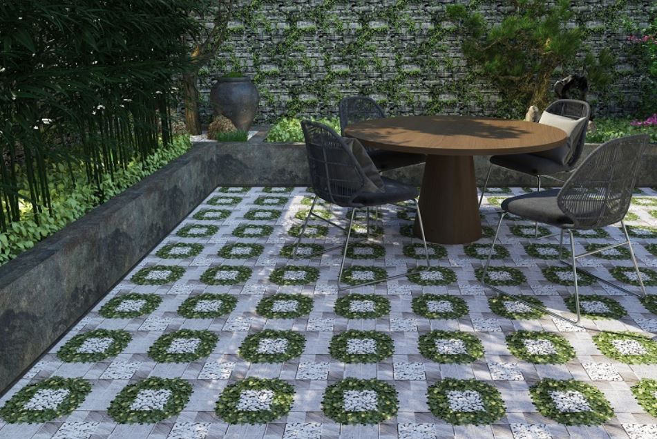 Mẫu gạch lát sân vườn giả cỏ
