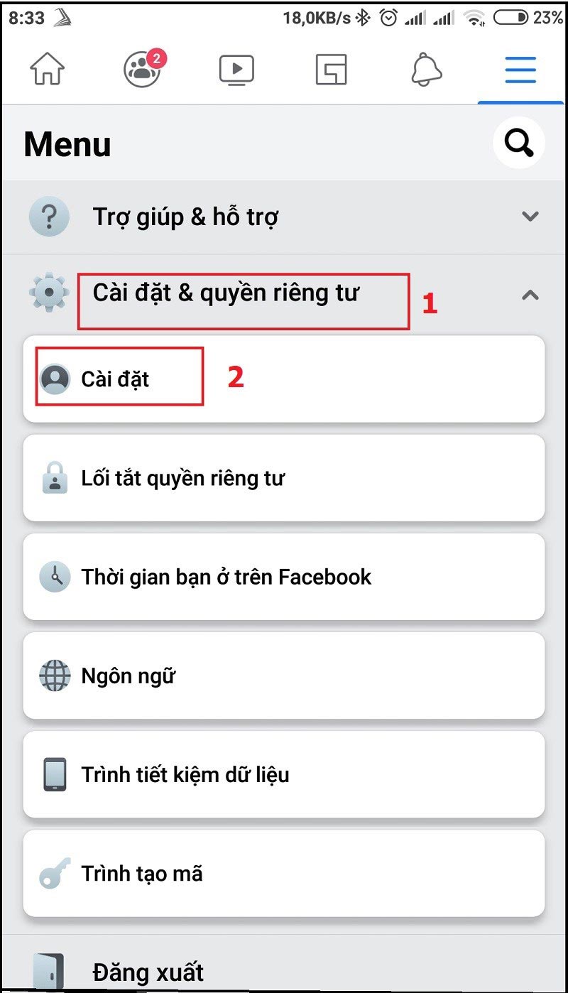 Chọn Cài đặt & quyền riêng tư