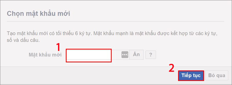 Nhập mật khẩu FB mới