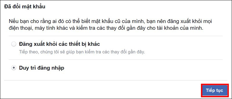 Nếu bạn muốn trực tiếp đăng nhập FB thì nhấn Duy trì đăng nhập