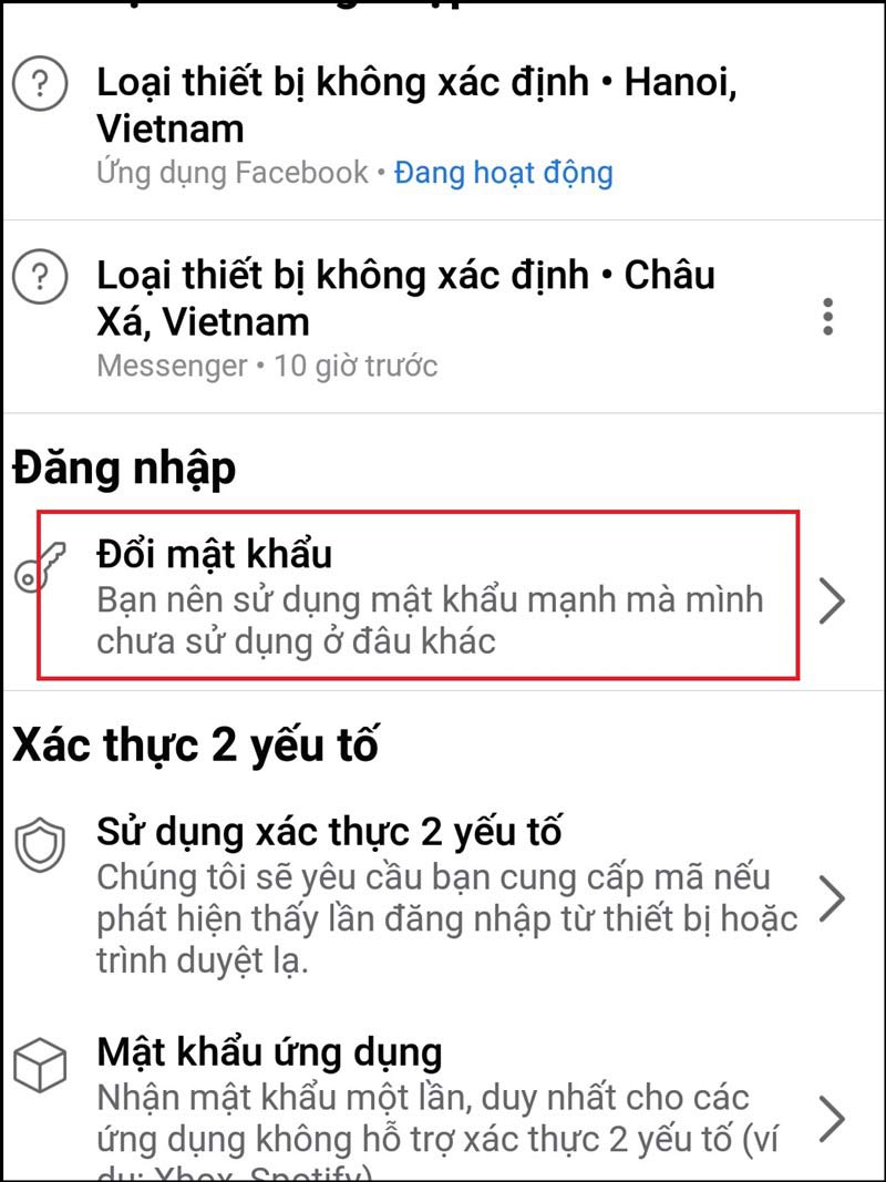 Nhấn chọn Đổi mật khẩu