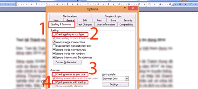 Cách bỏ gạch đỏ trong Word 2003