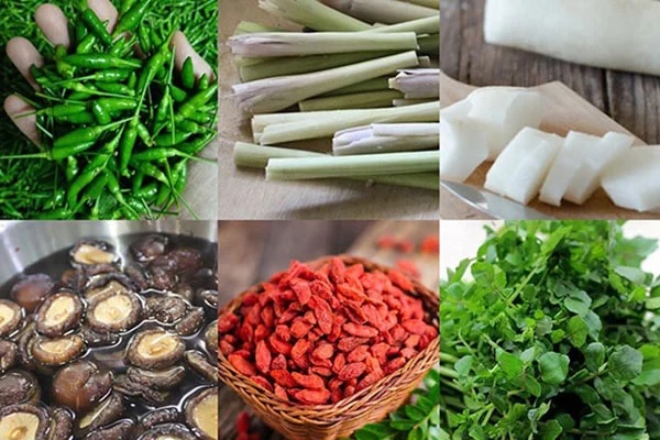 Nguyên liệu nấu lẩu gà tiềm ớt hiểm Nguyên liệu nấu lẩu gà tiềm ớt hiểm