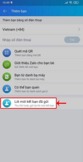 Cách hủy lời mời kết bạn trên Zalo