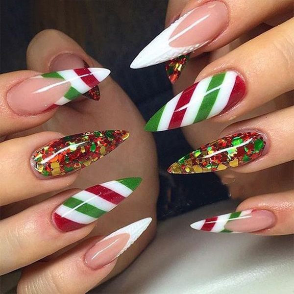 Mẫu nail móng tay Noel đính đá Mẫu nail móng tay Noel đính đá