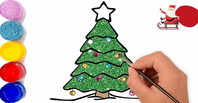 Tranh tô màu cây thông Noel