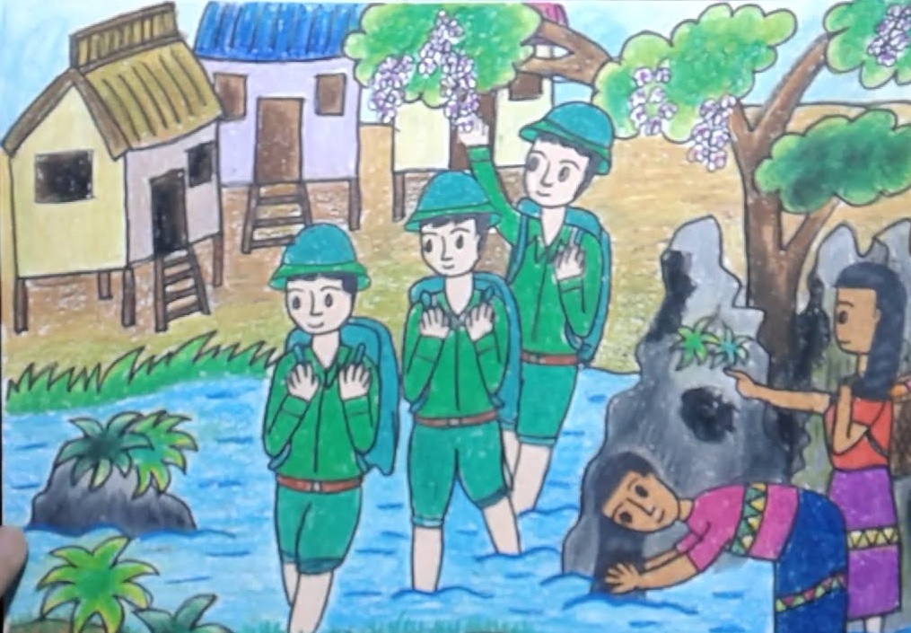 Tranh vẽ chú bộ đội