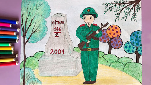 Mẫu tranh chú bộ đội đang canh gác đẹp nhất