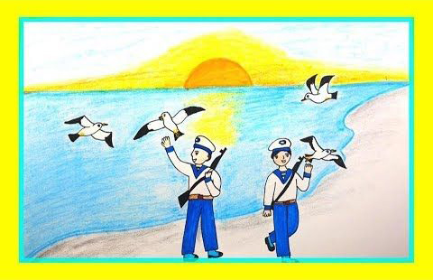 Mẫu vẽ tranh chủ đề chú bộ đội đẹp