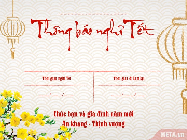 Thông báo nghỉ Tết Thông báo nghỉ Tết