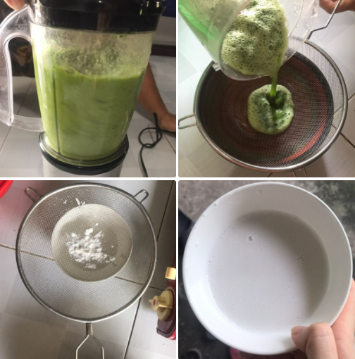 Làm bột bánh lọt lá dứa