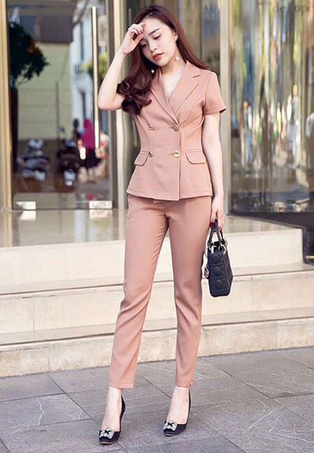 Áo vest nữ màu hồng cộc tay Áo vest nữ màu hồng cộc tay