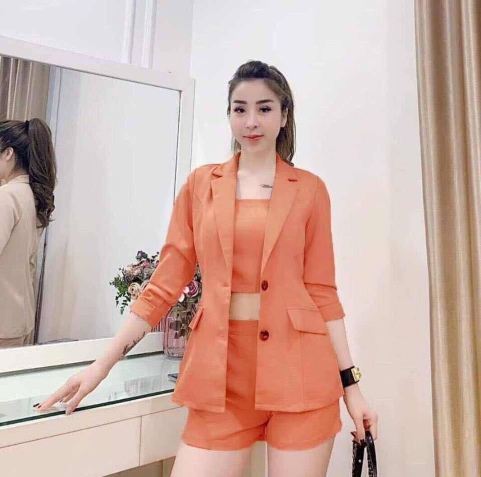 Mẫu áo comple màu cam lịch sự Mẫu áo comple màu cam lịch sự