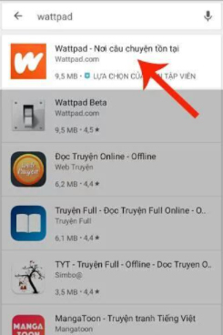 Nhập wattpad -> Nhấn Tìm kiếm Nhập wattpad -> Nhấn Tìm kiếm