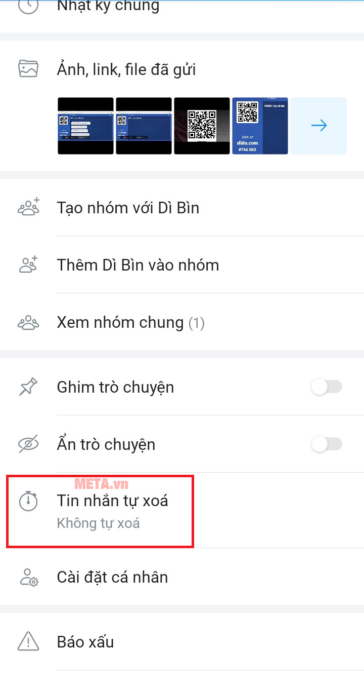 Tin nhắn tự xóa Tin nhắn tự xóa